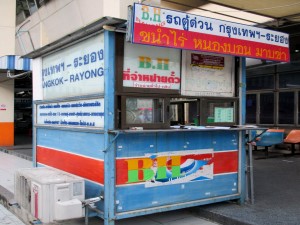 BH Express Minibus cabin selling tickets for Rayong