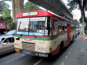 Bus #2 travels from Khaosan Road to Ekkamai