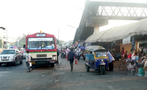 City bus stop at Bang Sue Junction Station Bangkok