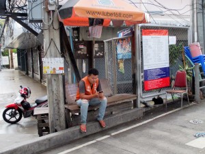 Motorbike Taxi stand at Phaya Thai