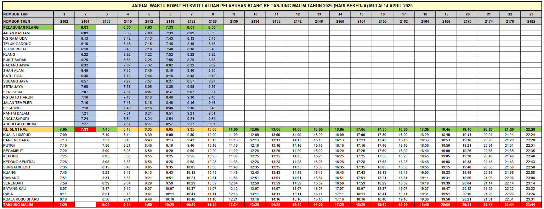 Click to view larger PDF timetable >