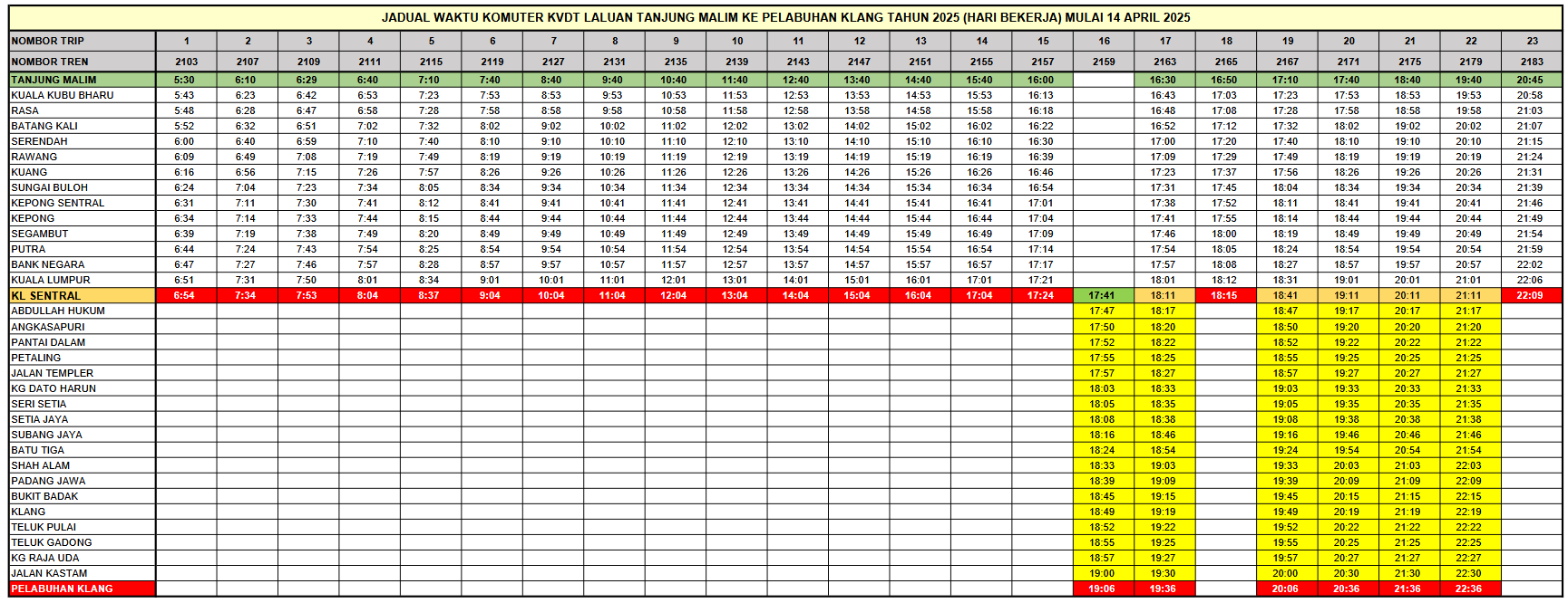 Click to view larger PDF timetable >