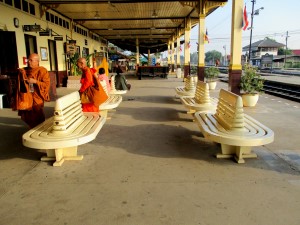 Waiting area outside along Platform #1 Waiting area outside along Platform #1