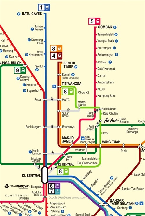 Bandar Tasik Selatan to Taman Wahyu KTM Komuter train route map