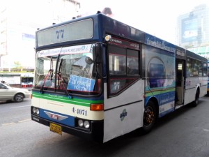 Blue / White air-con bus in Bangkok