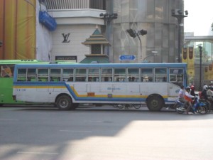 Blue / White regular bus in Bangkok