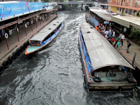 Canal boats at Pratunam Centre Pier