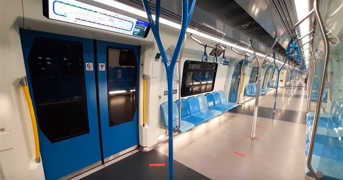 Picture of a carriage on an MRT train from Stadium Kajang Carriage on an MRT train from Stadium Kajang