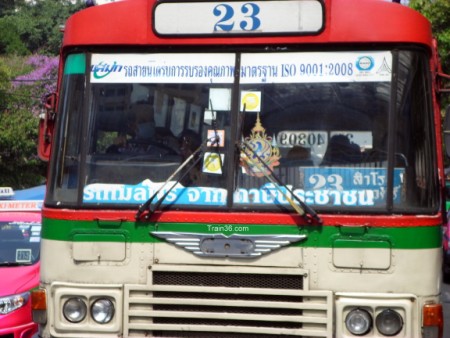 free red / cream regular bus in Bangkok