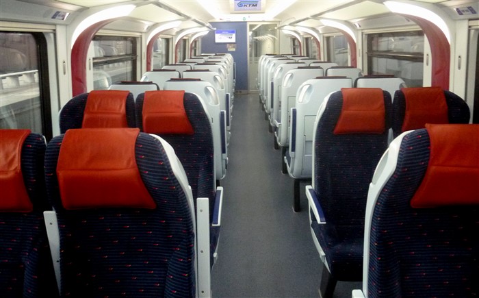 Inside a coach on a KTM ETS train from KL to Padang Besar >