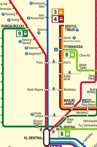 Kampung Batu to KL KTM Komuter train route map