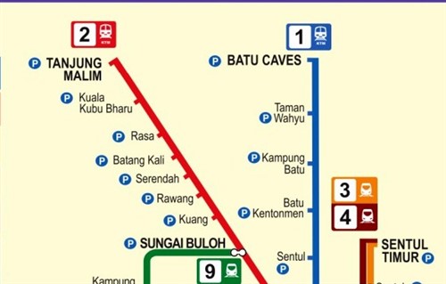 KTM Batang Kali to KTM Rawang train route map