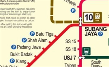 KTM route map to Subang Jaya Station from Klang