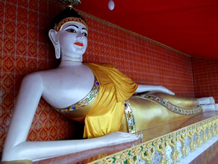 Lying Buddha statue at Wat Khun Chan in Talat Phlu Lying Buddha statue at Wat Khun Chan in Talat Phlu