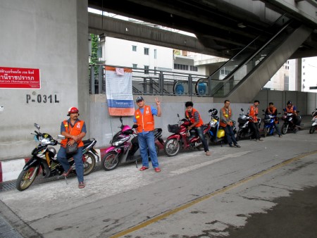 Motorbike taxi stand at Ratchaprarop Airport Link