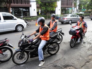 Motorbike taxi drivers by BTS Ari