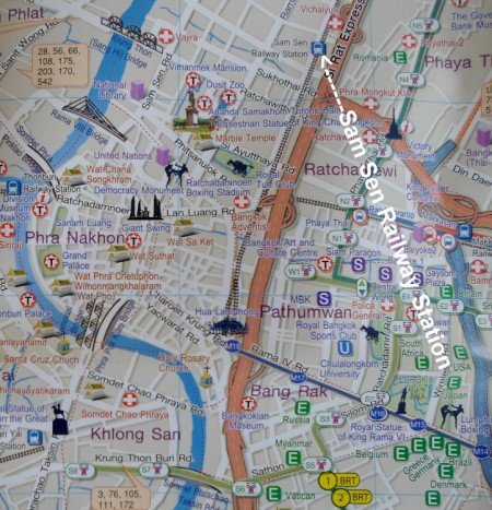 Map of Samsen train station in Bangkok