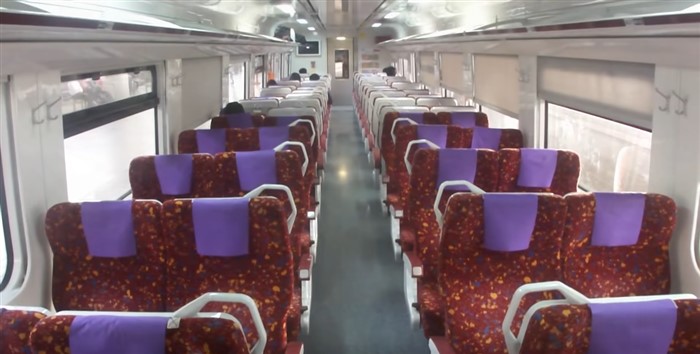 Seats on an ETS Gold train on the KL - Rawang route