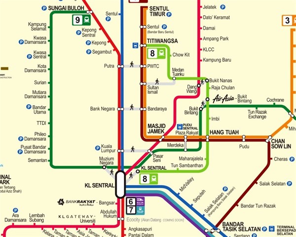 Sungai Buloh to TBS train route map