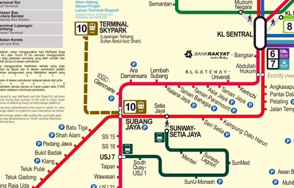 Teluk Gadong to KL KTM Komuter train route map