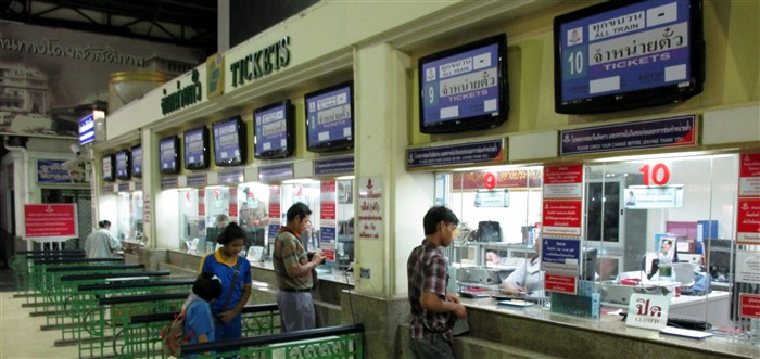 The ticket counter at Bangkok train station
