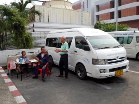 Photo of one of the vans connecting the two Bangkok airports