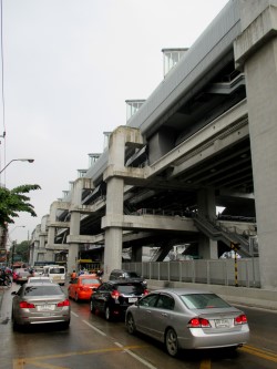 View of Ratchaprarop Airport Rail Link from Nikhom Makkasan Road